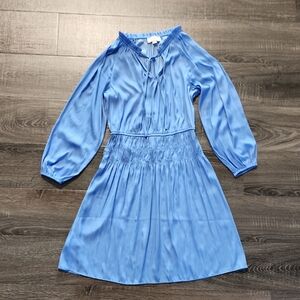 LOFT Blue Peasant Mini Dress